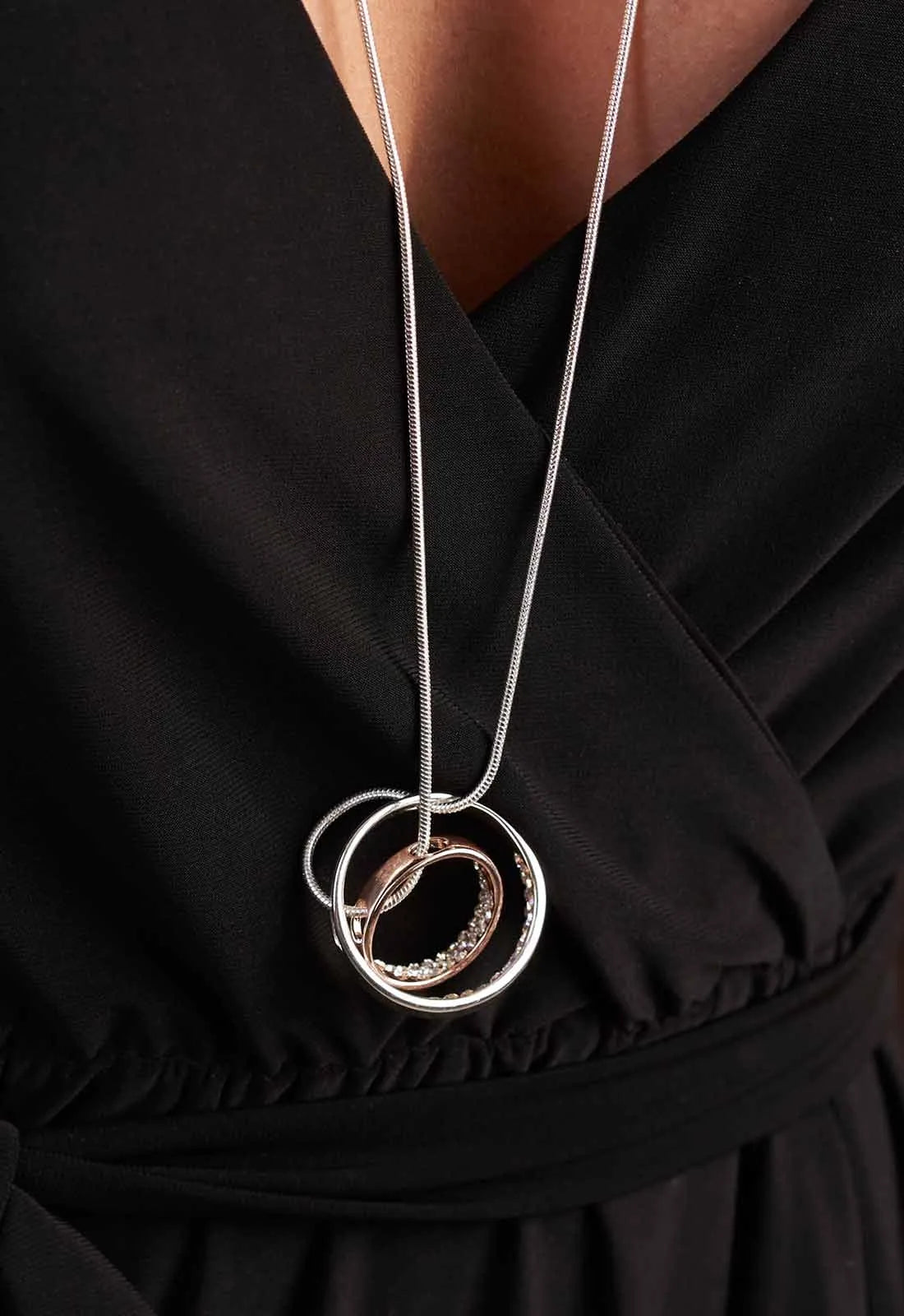 Always Chic Silver Rose Gold Ring Necklace-43339