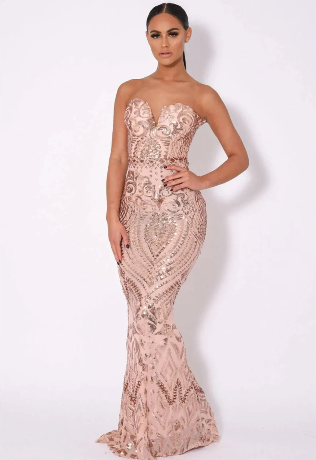 Nazz Collection Rose Gold Kenza Dress-116479