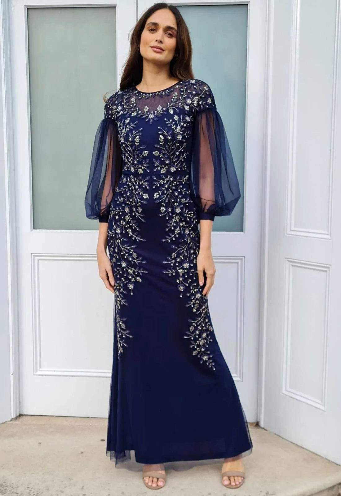 Raishma Couture Navy Kiah Embellished Maxi Dress-0