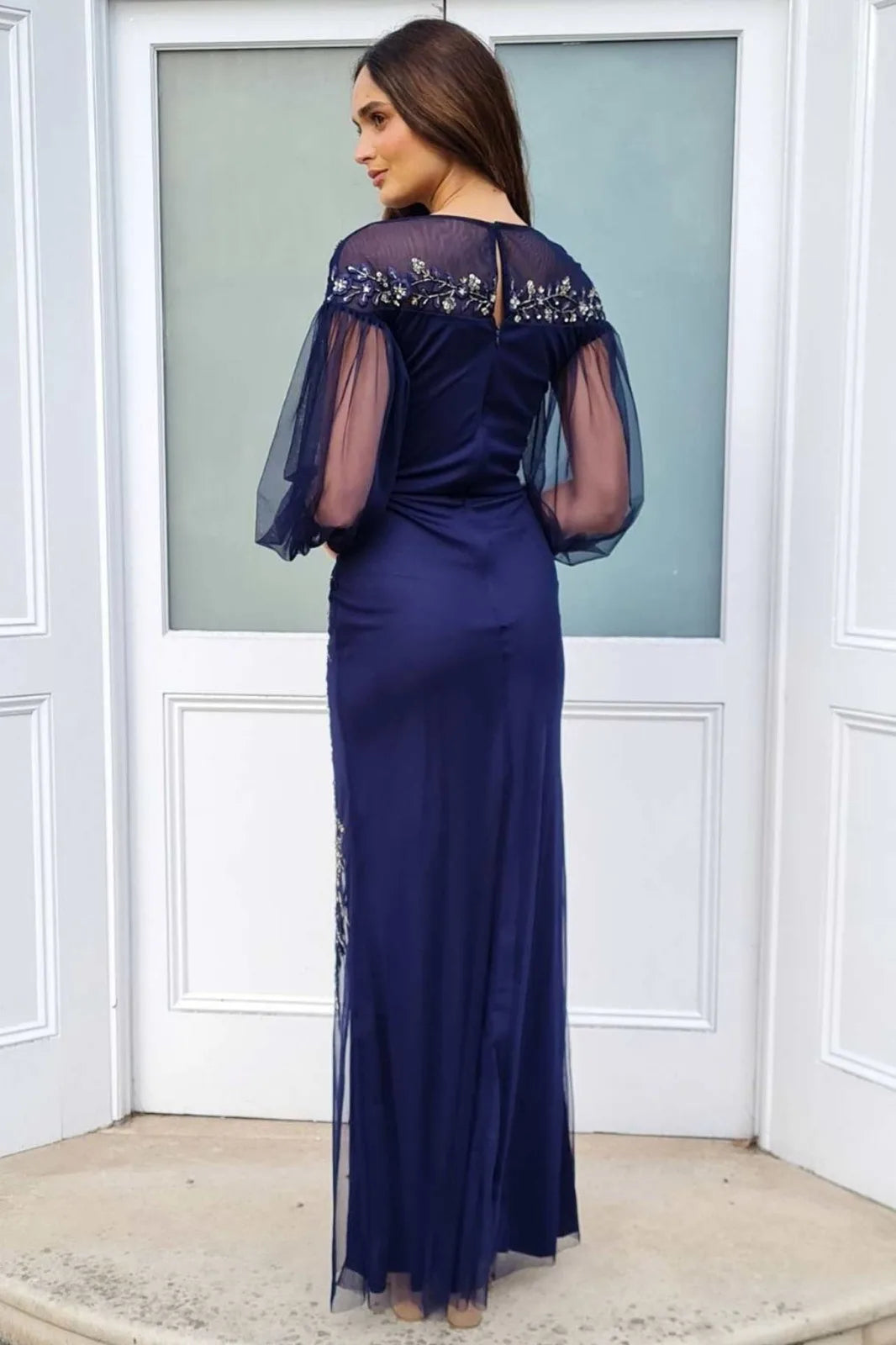 Raishma Couture Navy Kiah Embellished Maxi Dress-111926