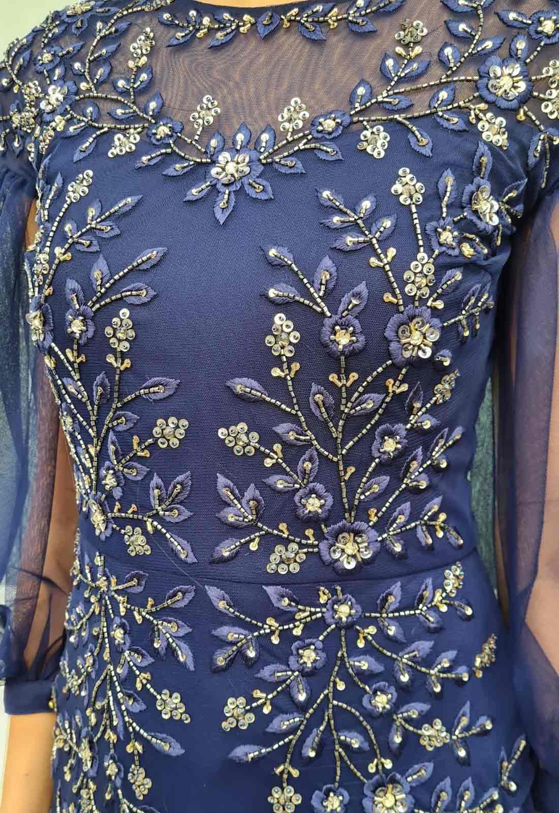 Raishma Couture Navy Kiah Embellished Maxi Dress-111927