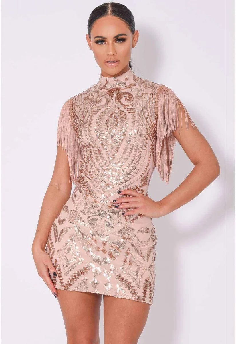 NAZZ Collection Rose Gold Kylie Mini Dress