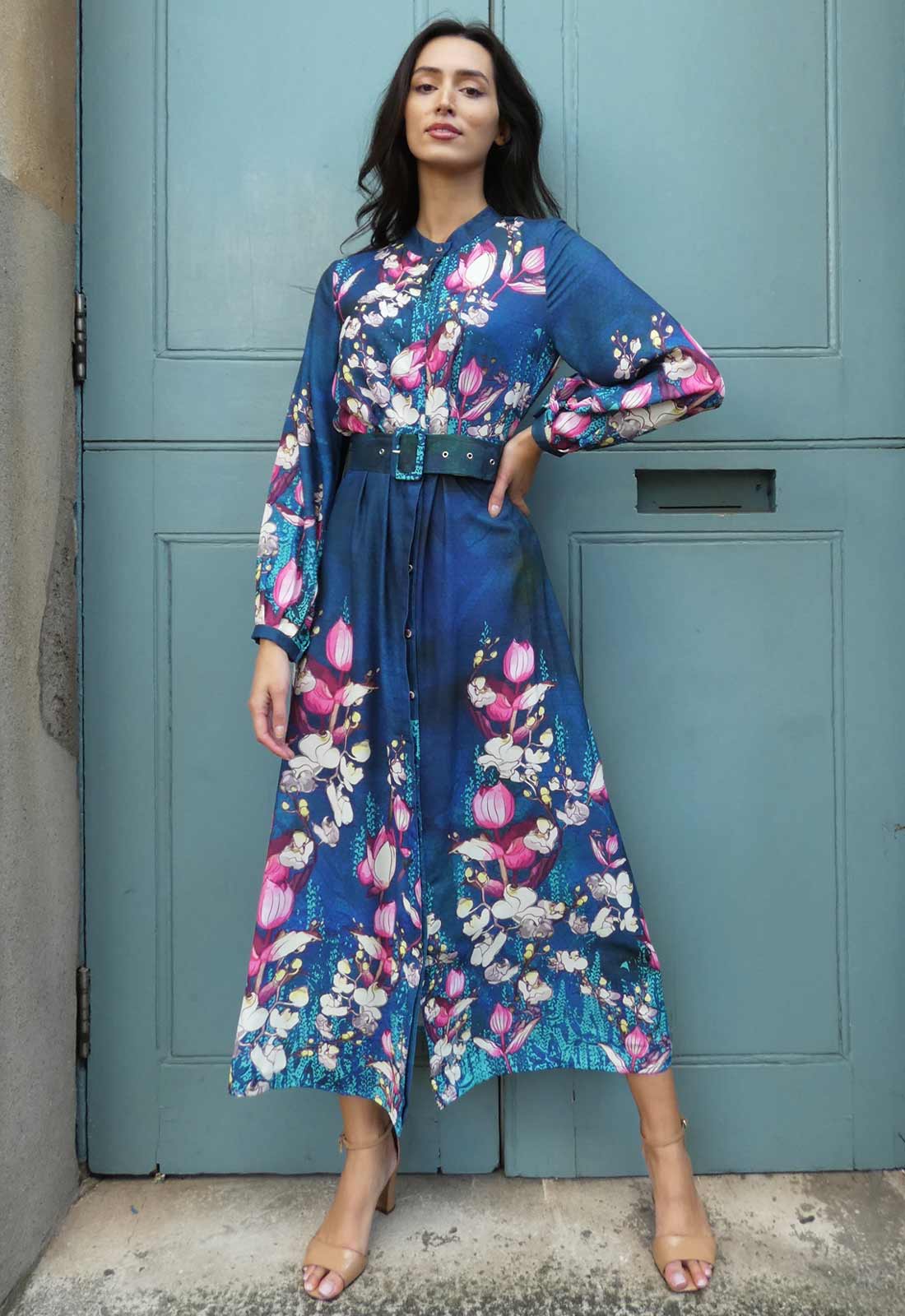 Raishma Studio Blue Lauren Print Dress-0