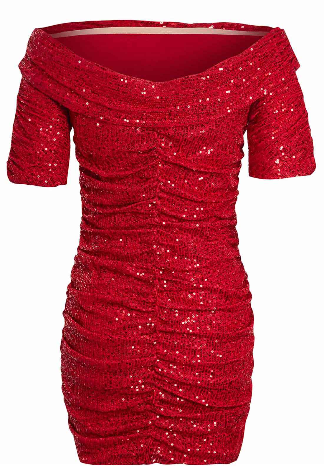 Little Black Dress Red Annabel Sequin Dress-117775