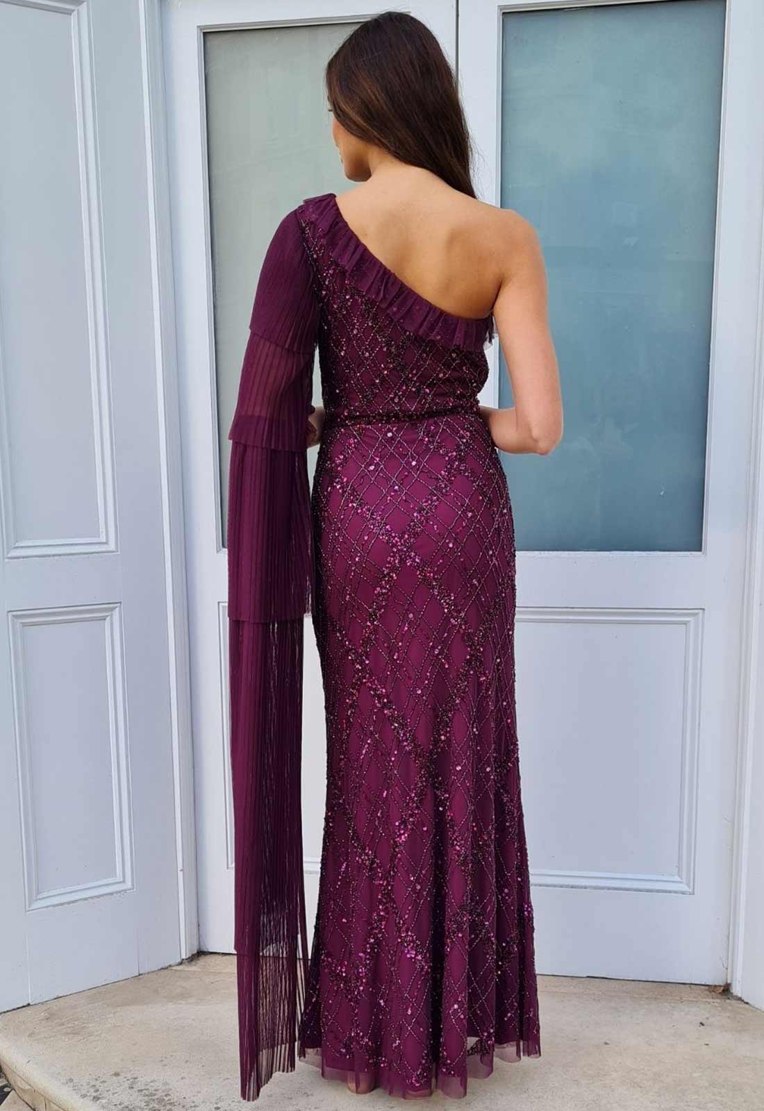 Raishma Couture Purple Leilani Embellished Maxi Dress-112559