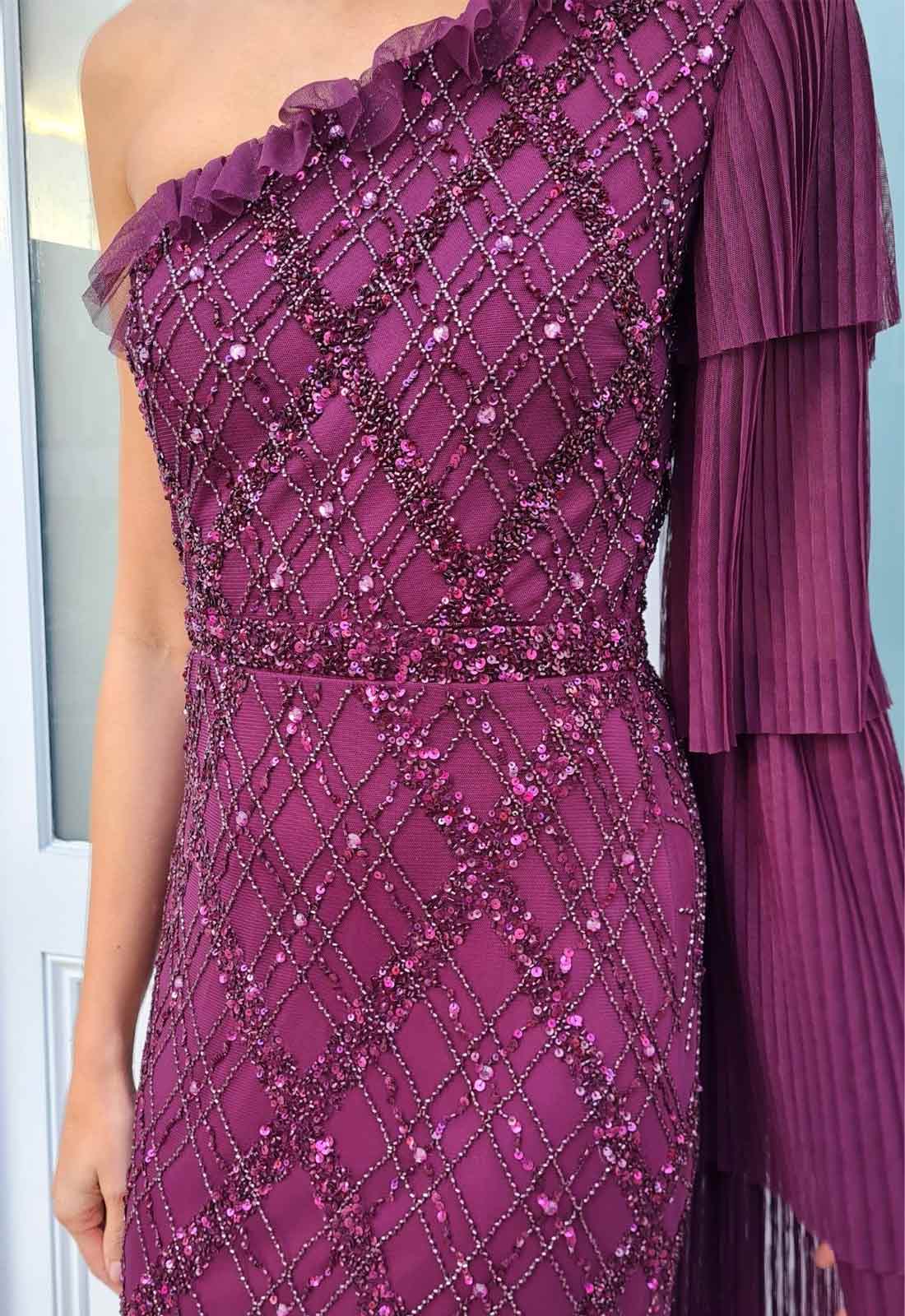 Raishma Couture Purple Leilani Embellished Maxi Dress-112558