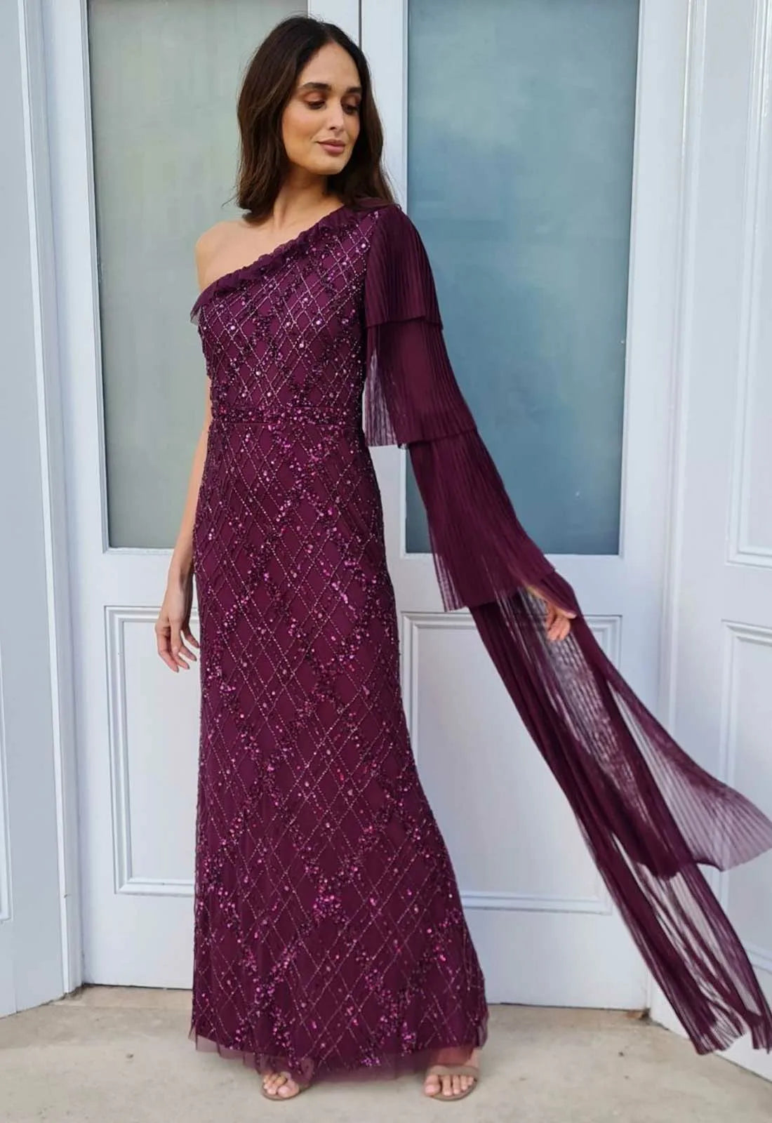 Raishma Couture Purple Leilani Embellished Maxi Dress-112557