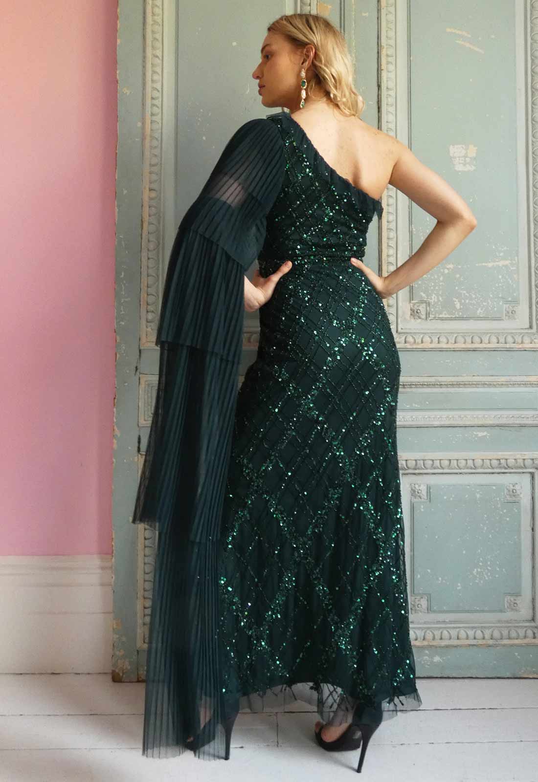 Raishma Couture Green Leilani Embellished Maxi Dress-112568