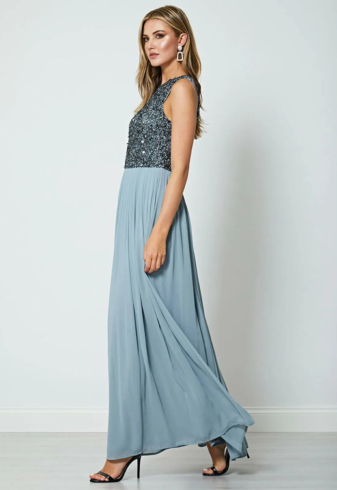 ANGELEYE Grey Bella Embellished Maxi Dress-60133