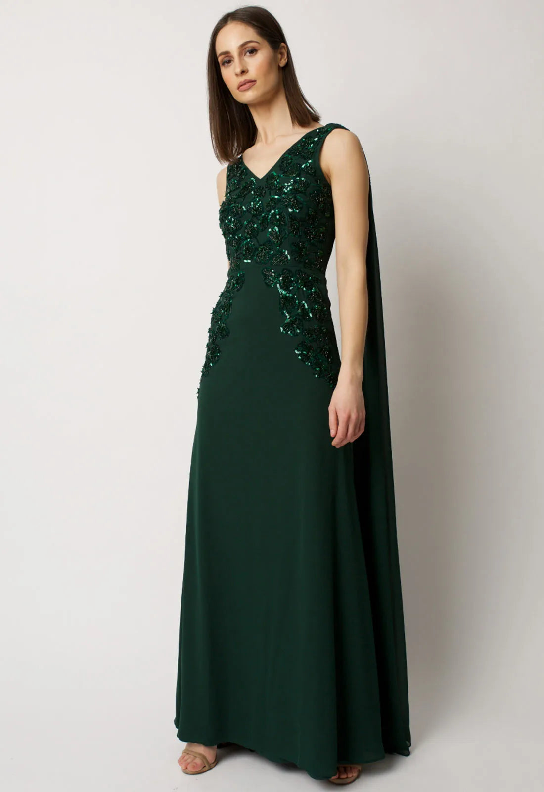 Raishma Green Magnolia maxi Dress