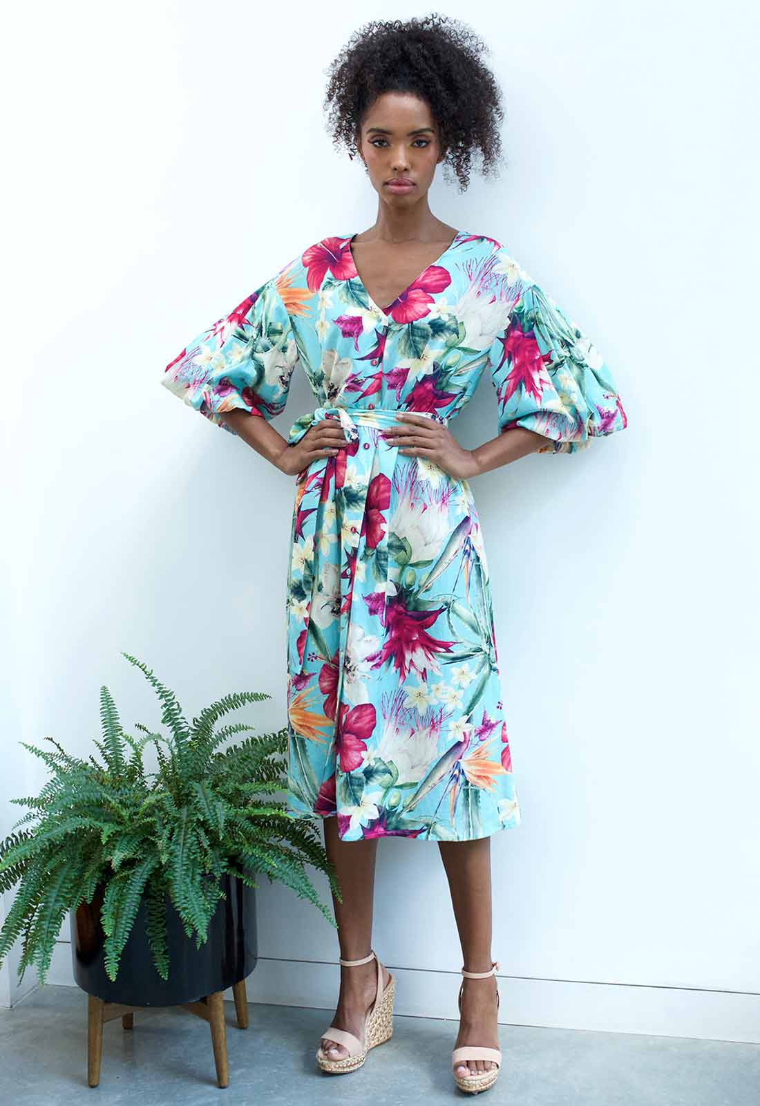 Raishma Studio Blue Maisie Floral Midi Dress-0