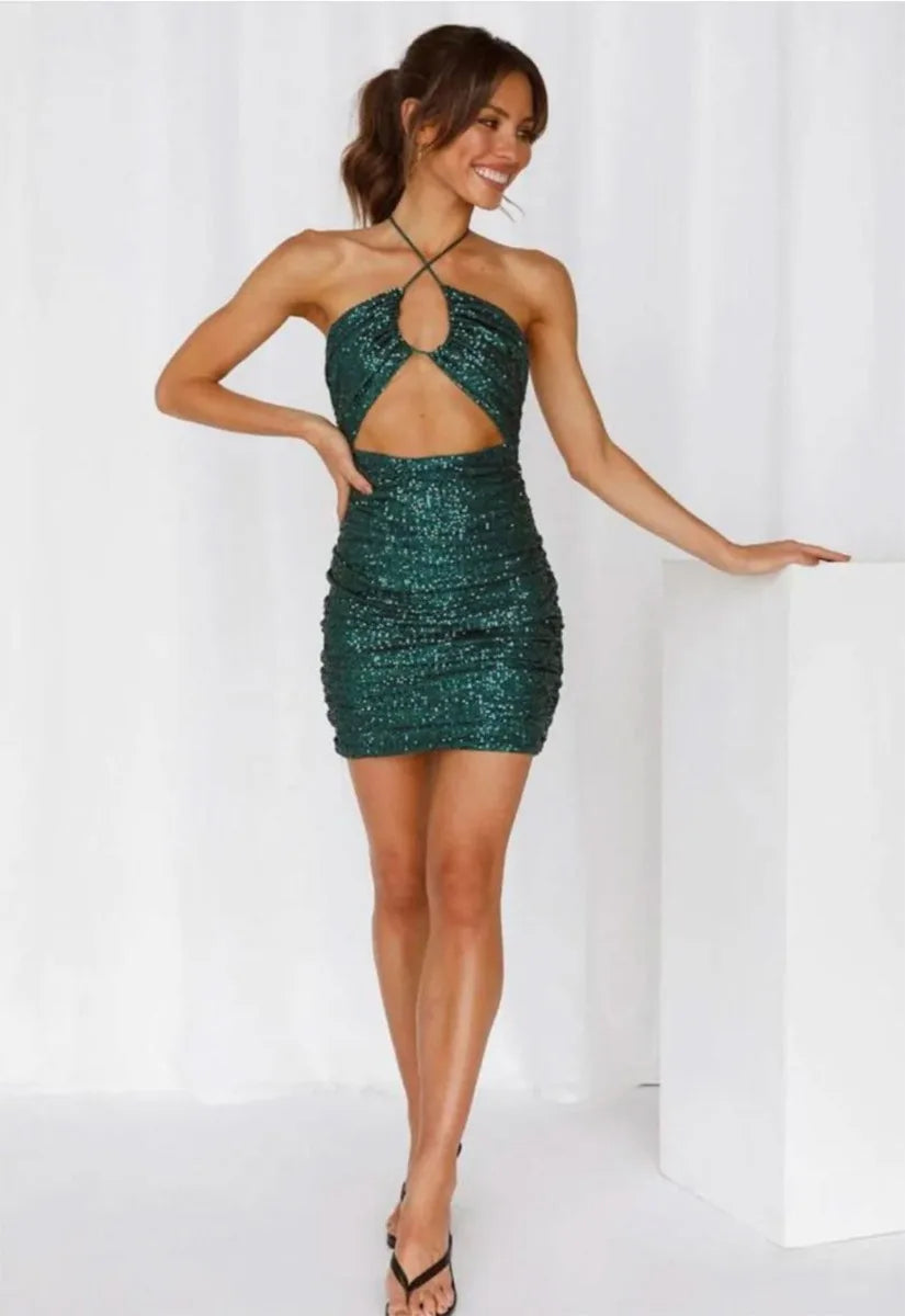 Nazz Green Maximum Exposure Sequin Mini Dress