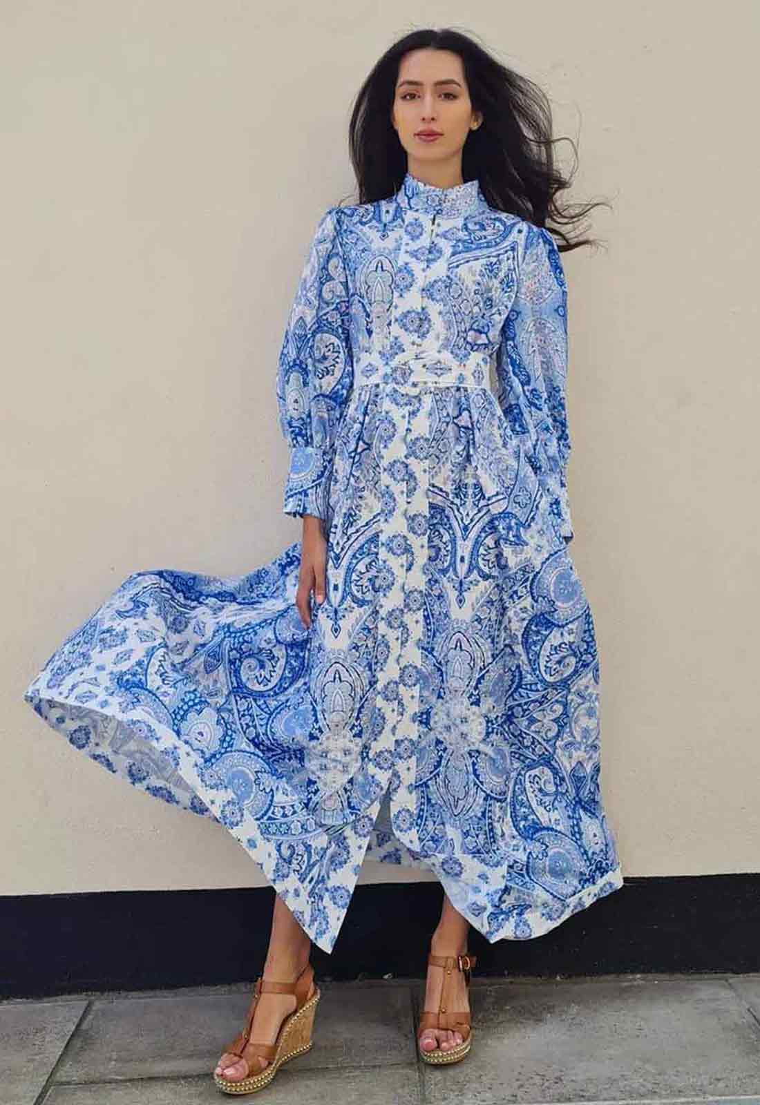 Raishma Studio Blue Maya Print Dress-99087