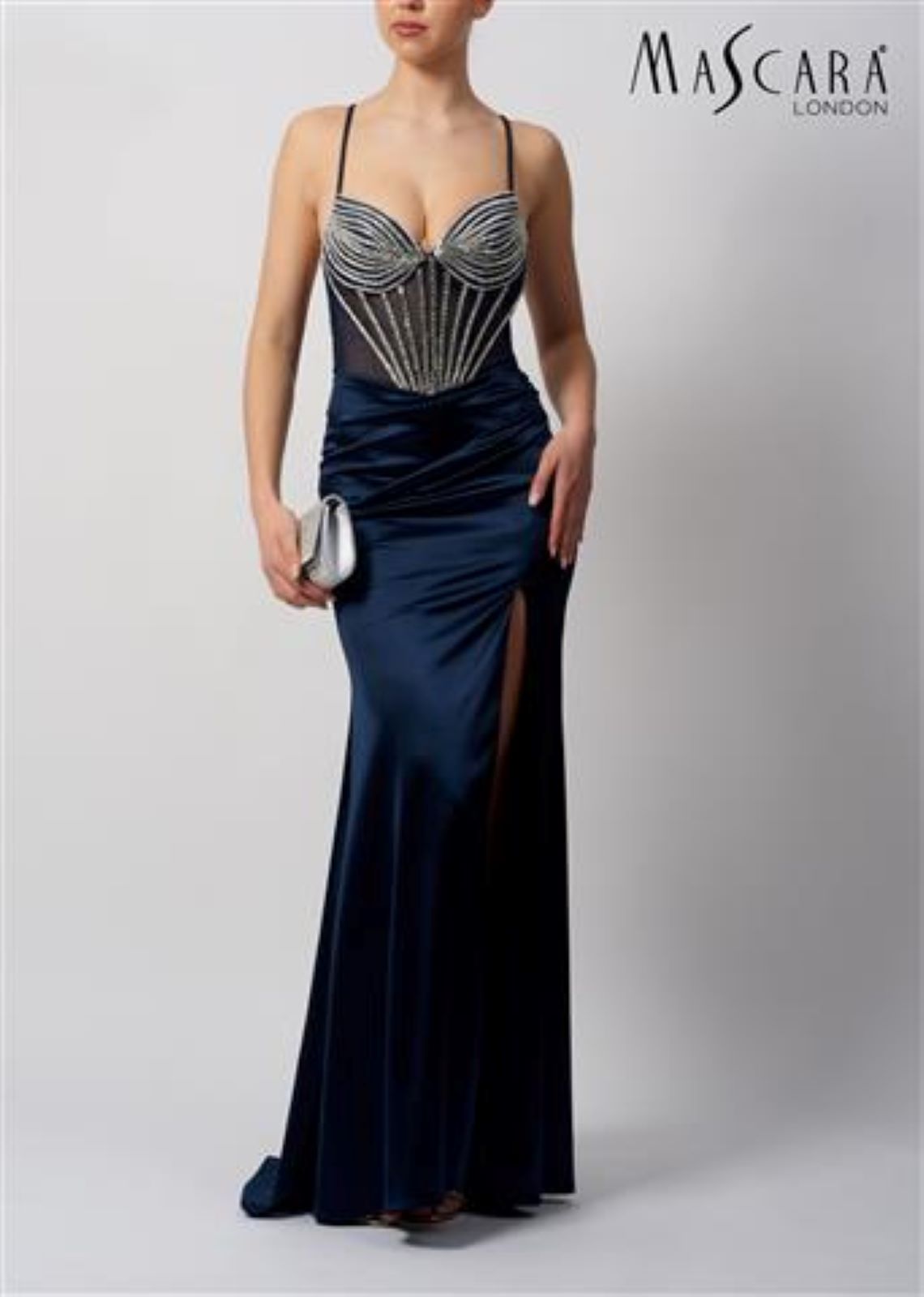 Mascara London Shiny Jersey Ink Prom Dress