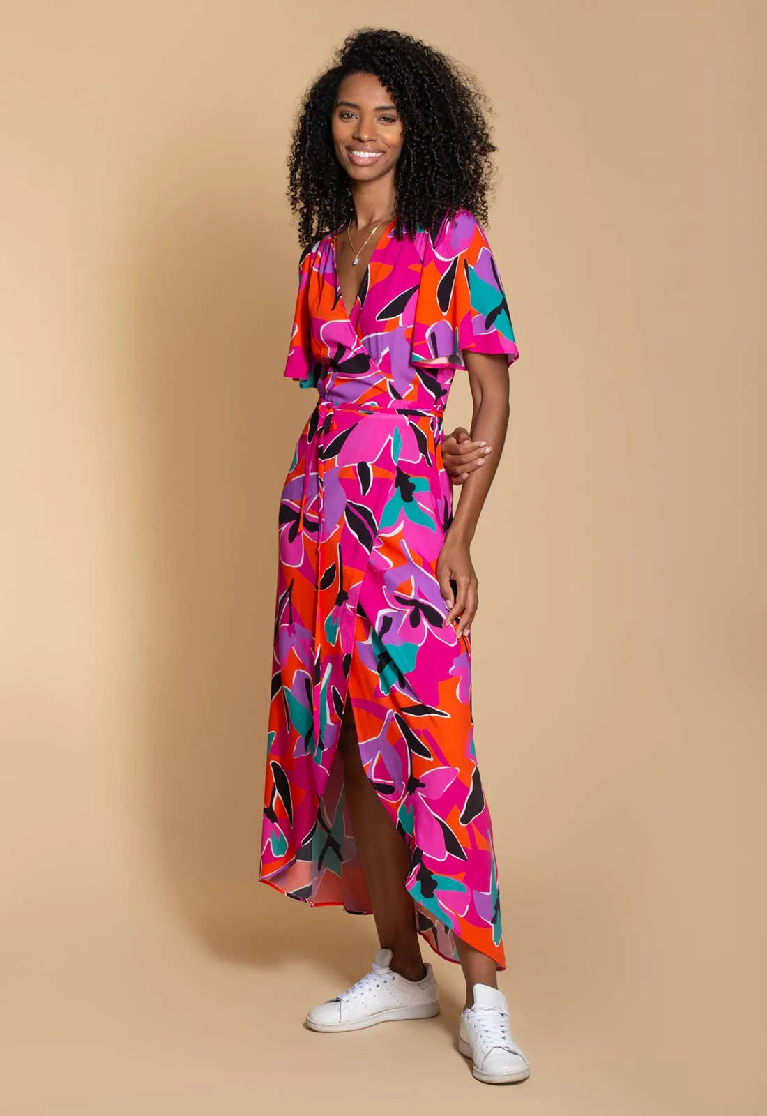 Hide the Label Pink Rosa Print Maxi Dress-114539