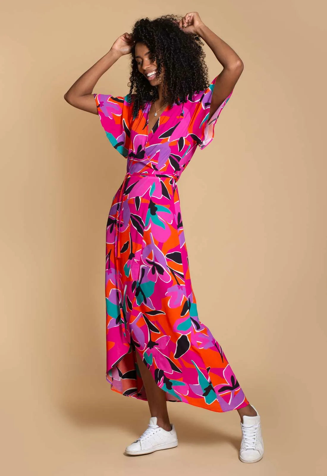 Hide the Label Pink Rosa Print Maxi Dress-114541