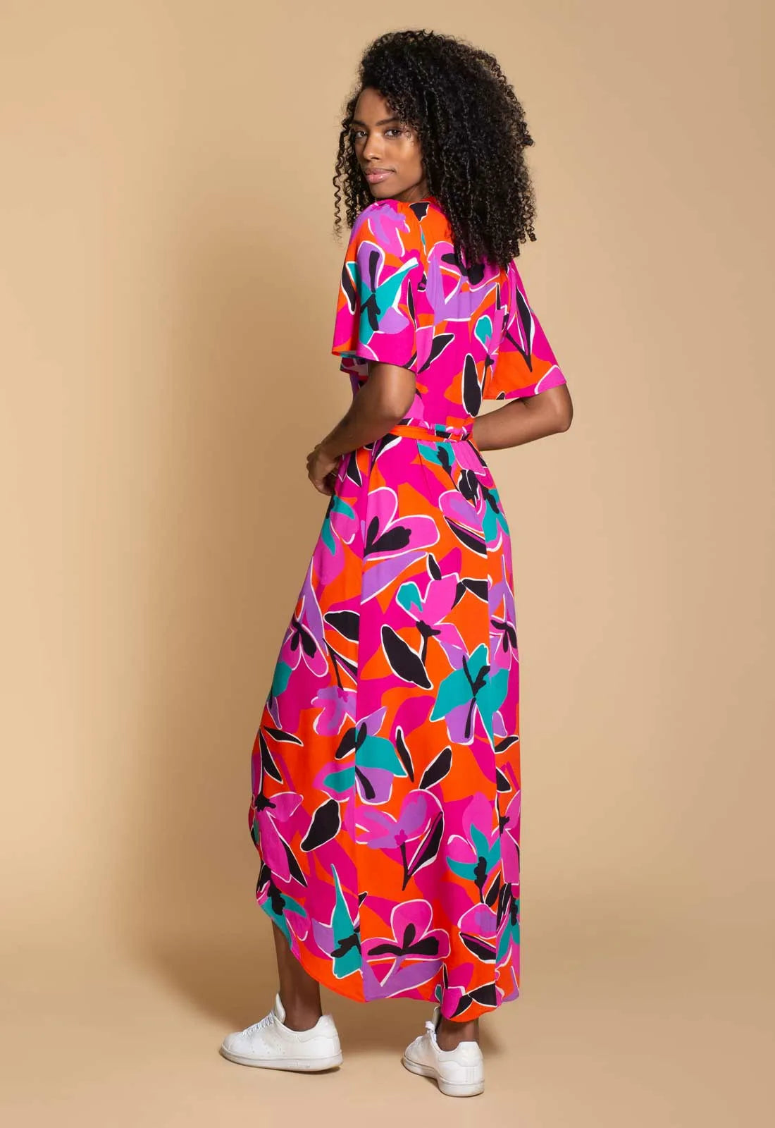 Hide the Label Pink Rosa Print Maxi Dress-114542