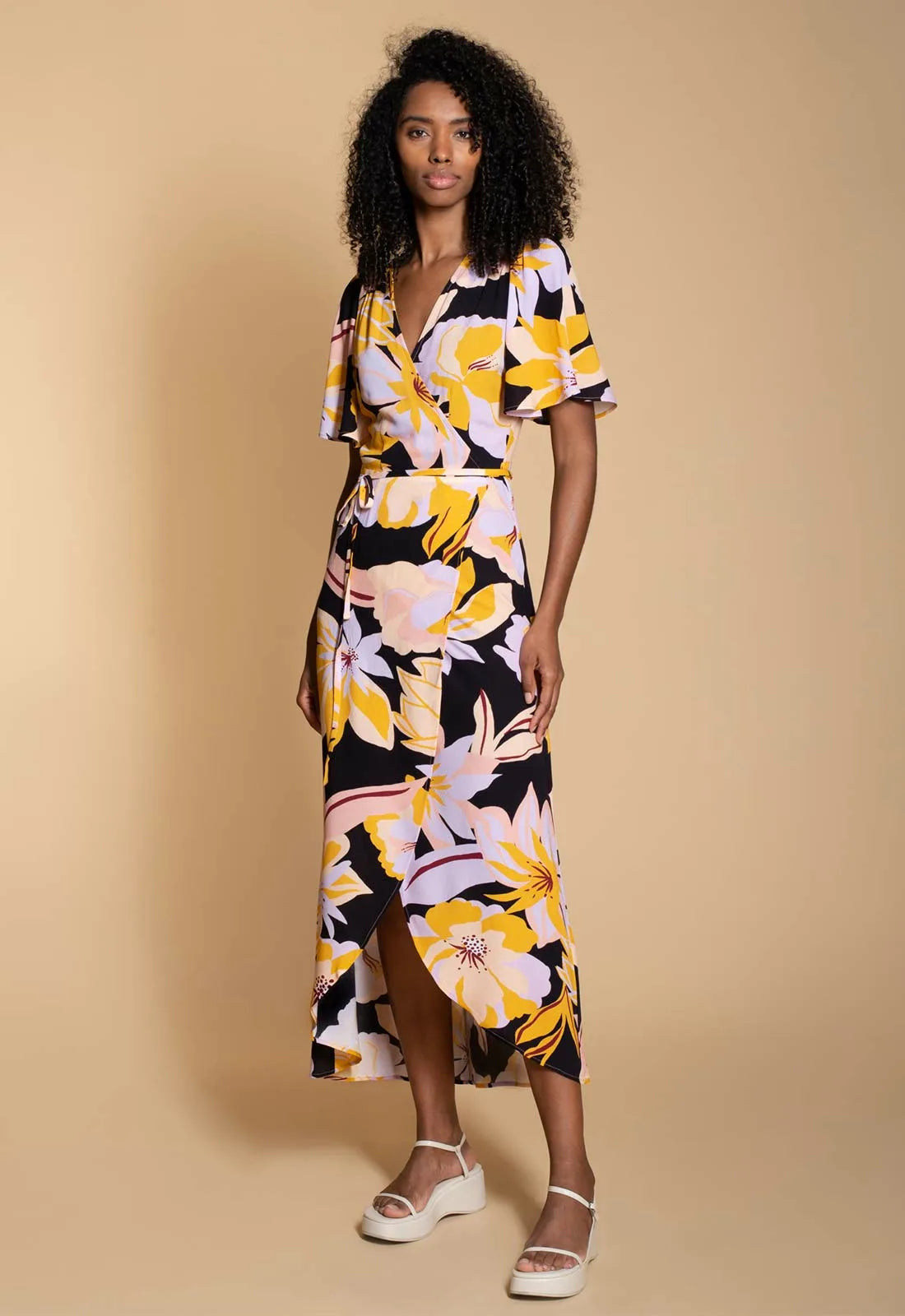 Hide The Label Yellow Rosa Print Maxi Dress-114581