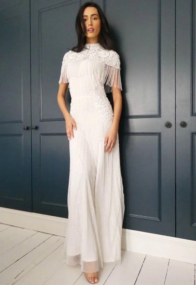 Raishma Couture White Mirabelle Embellished Maxi Dress