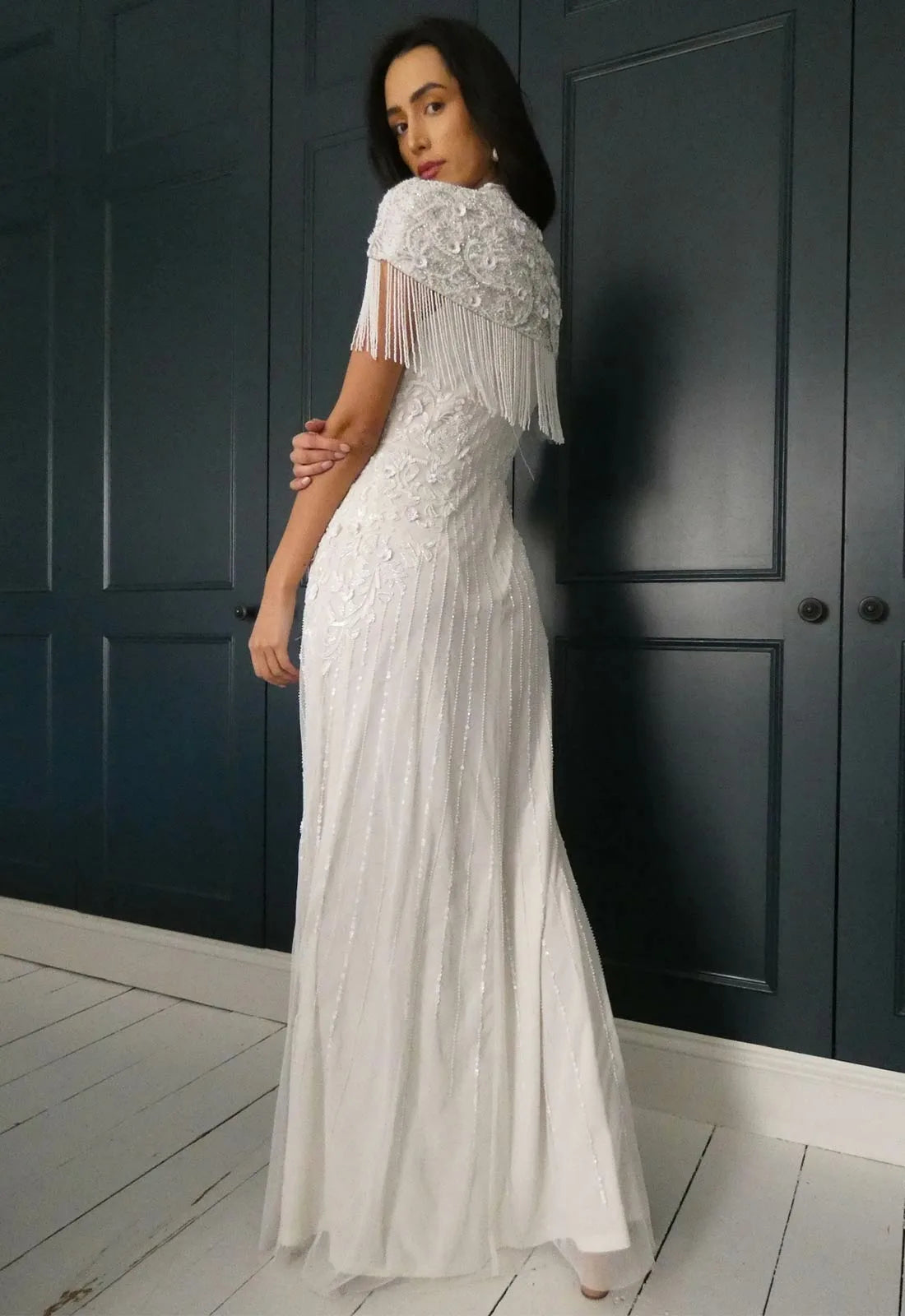 Raishma Couture White Mirabelle Embellished Maxi Dress-112599