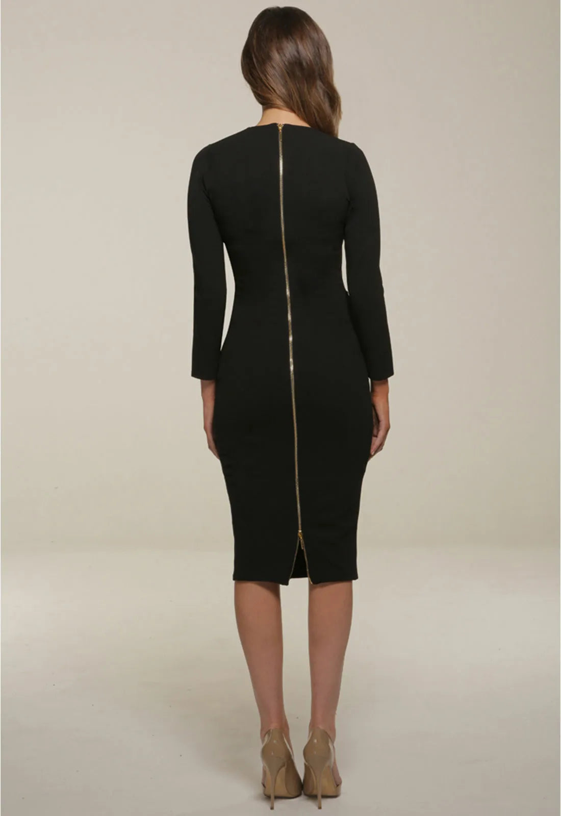 Honor Gold Kelsey Black Midi Dress-1208
