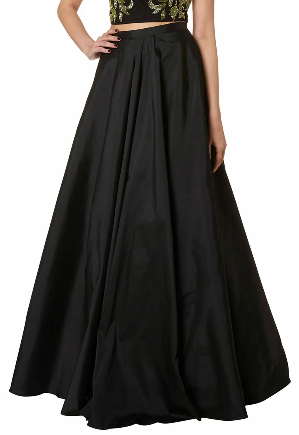 Long black sales taffeta evening skirt