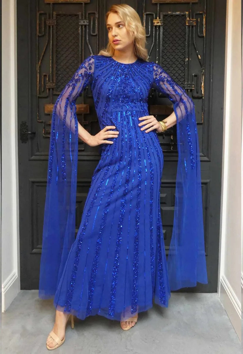 Raishma Couture Blue Myka Embellished Maxi Dress