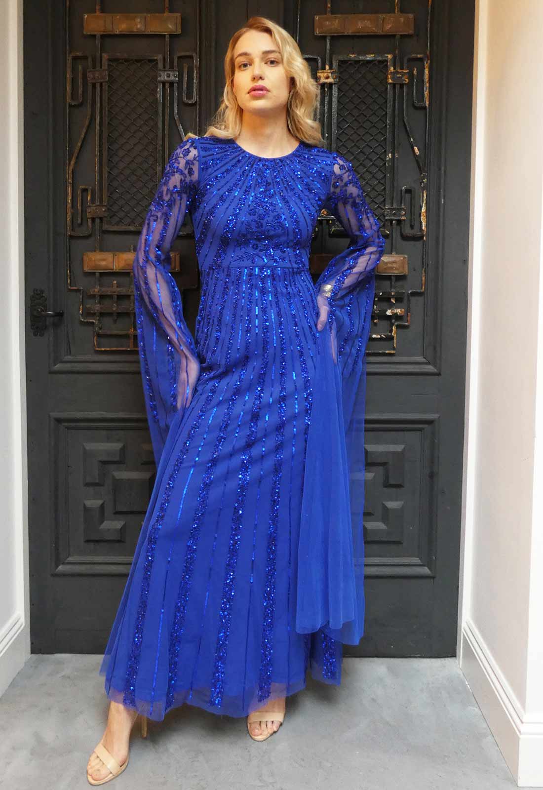 Raishma Couture Blue Myka Embellished Maxi Dress-112616