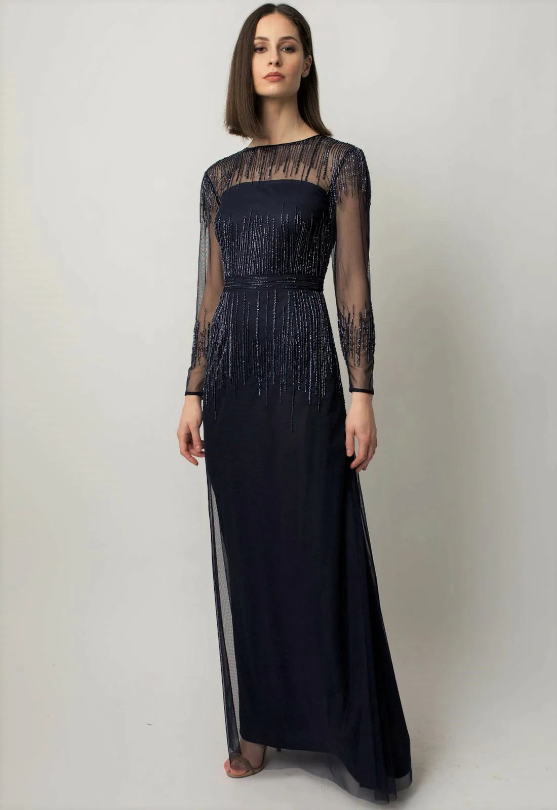 Raishma Navy Laurel Beaded Maxi Dress-79642