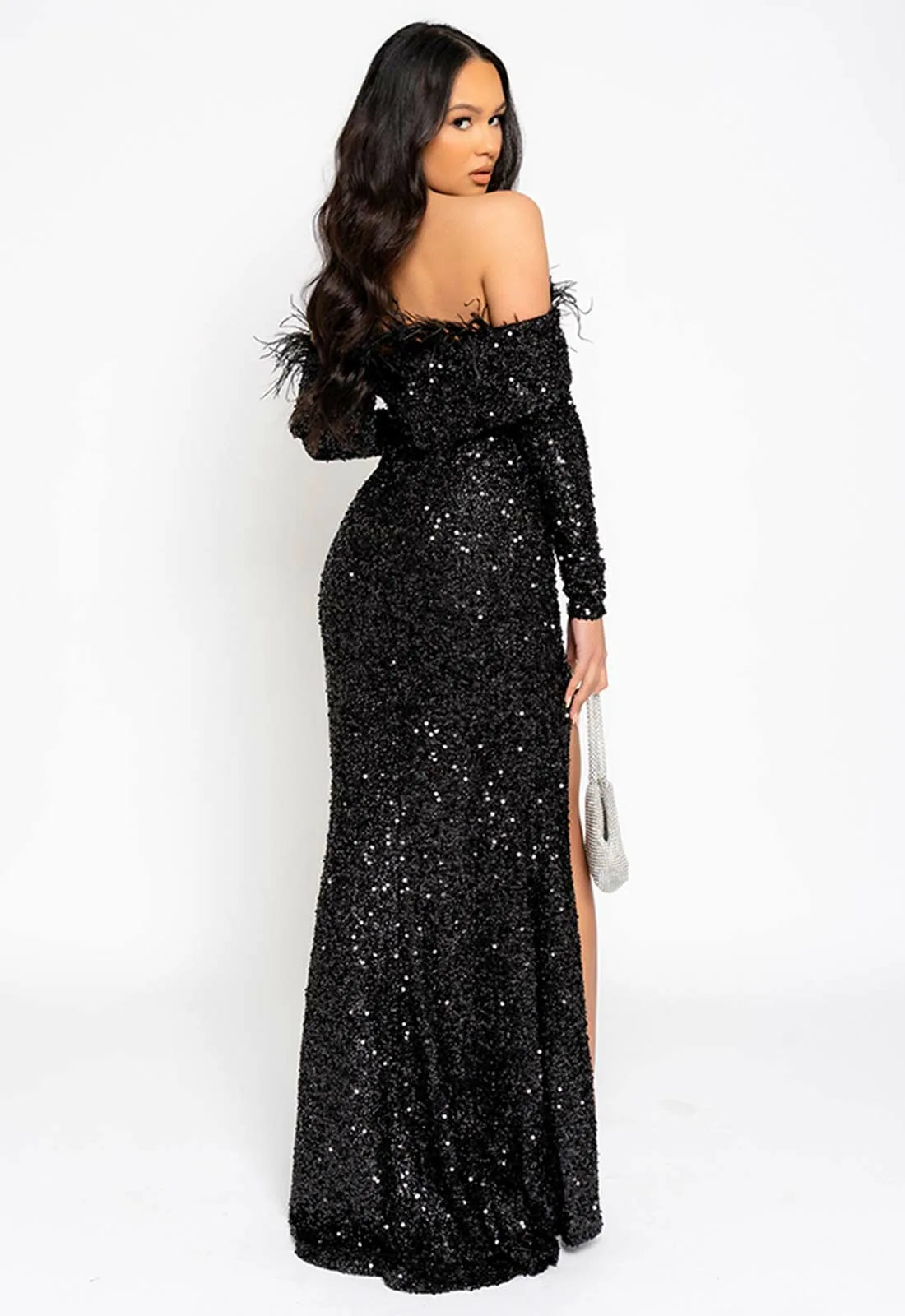 Nazz Collection Black Eternity Sequin Maxi Dress-111959