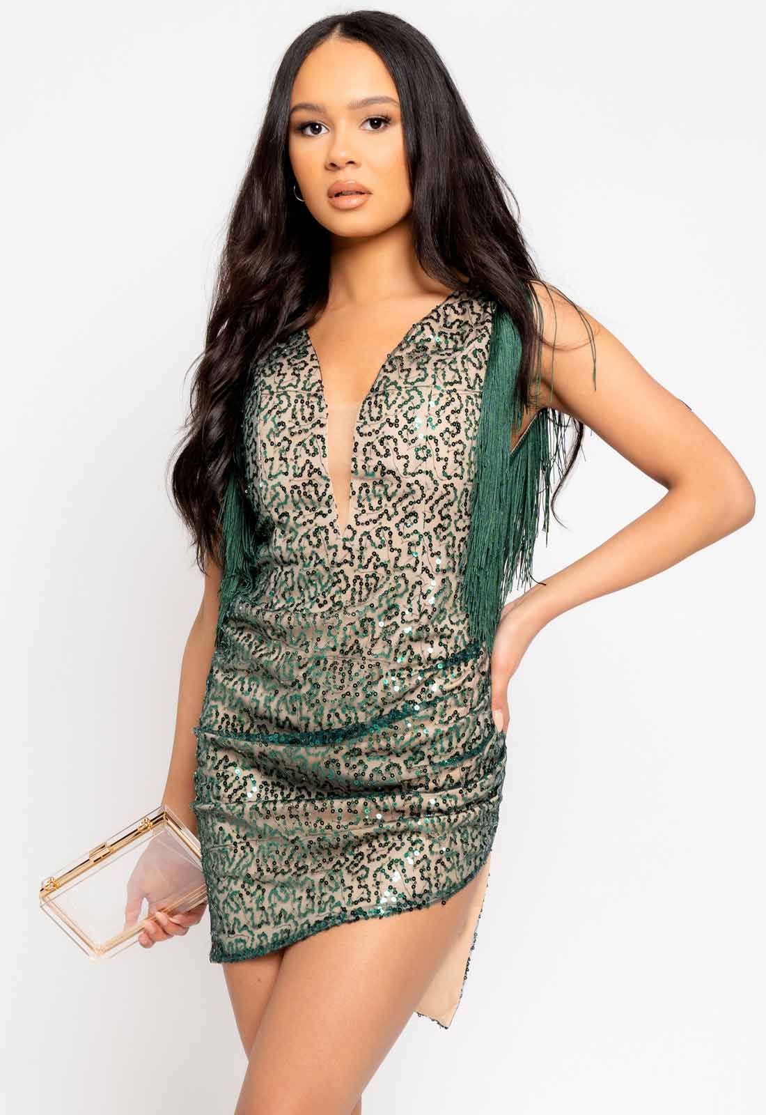 Nazz Collection Green Next Level Sequin Mini Dress-112014