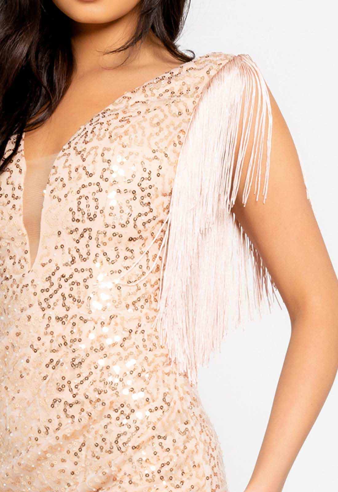 Nazz Collection Rose Gold Next Level Sequin Mini Dress-112106