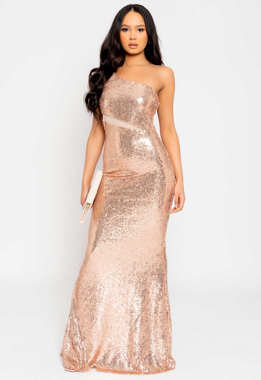 Nazz Collection Rose Gold Phantasy Sequin Maxi Dress-0