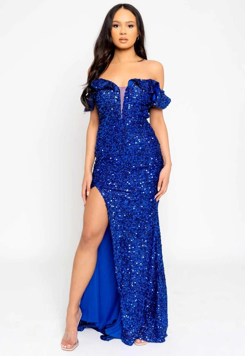 Nazz Collection Blue Eclipse Sequin Maxi Dress