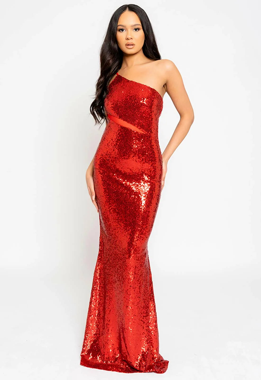 Nazz Collection Red Phantasy Sequin Maxi Dress-0