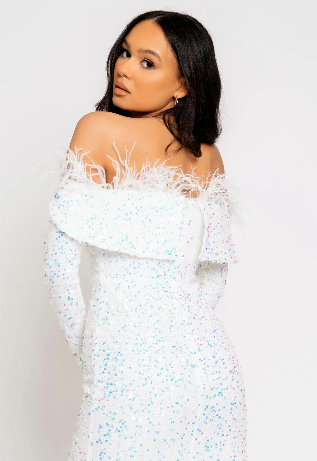 Nazz Collection White Eternity Sequin Maxi Dress-112092