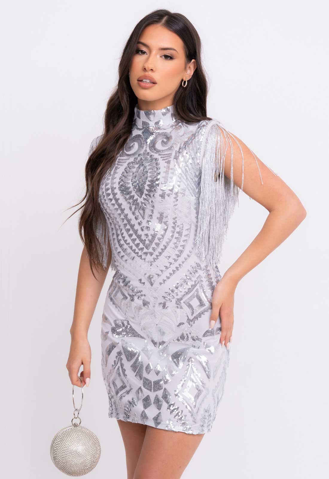 Nazz Collection Silver Kylie Mini Dress-106670