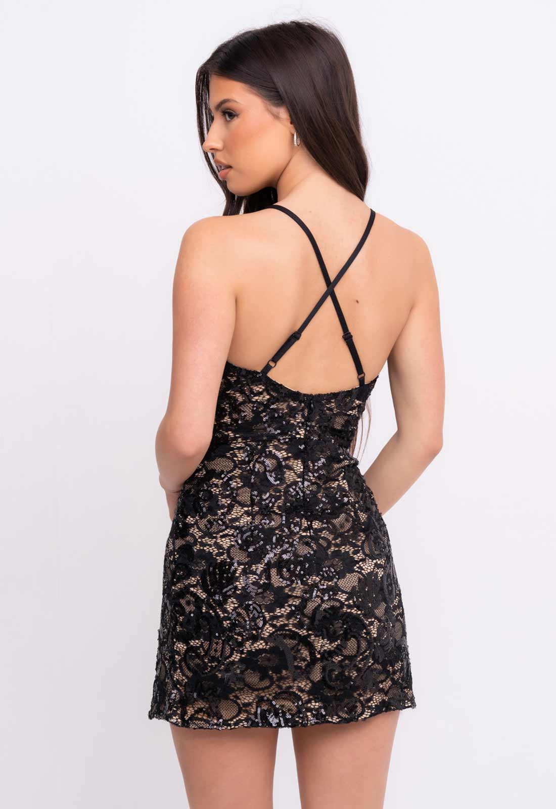 Nazz Collection Black Invite Only Lace Mini Dress-106918