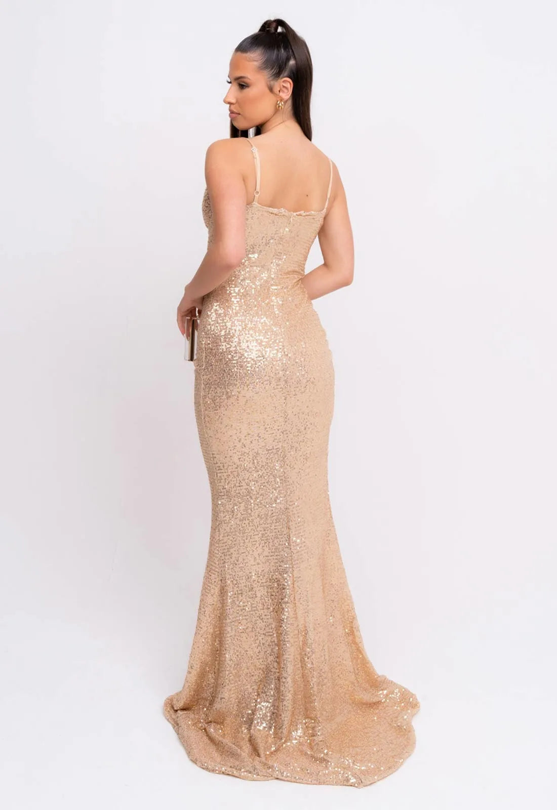 Nazz Collection Gold Majestic Sequin Maxi Dress-107014