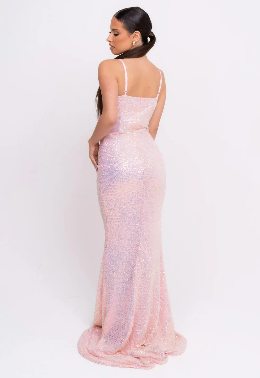 Nazz Collection Pink Majestic Sequin Maxi Dress-107025