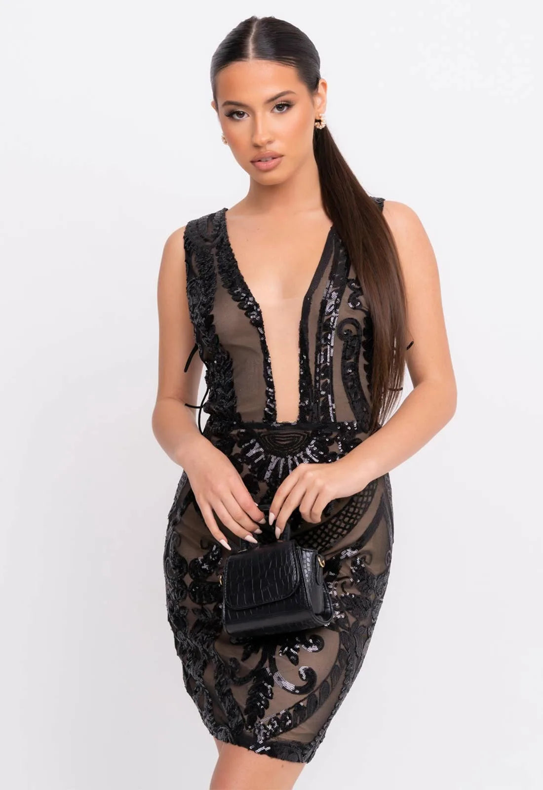 Nazz Collection Black Forever Sequin Mini Dress-107140
