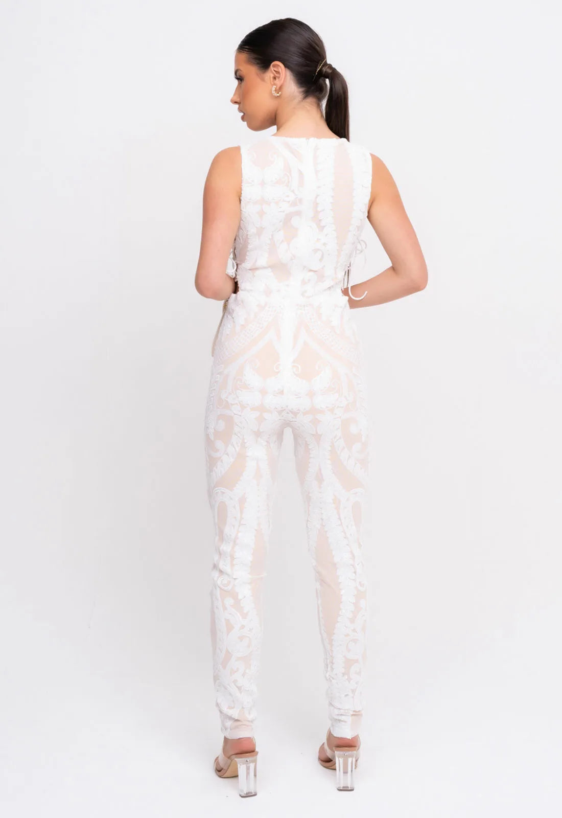 Nazz Collection White Epic Sequin Jumpsuit-107098
