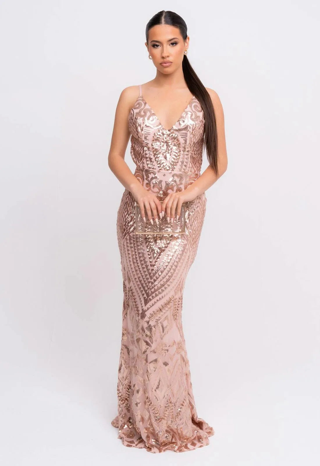 Nazz Collection Rose Gold Spotlight Maxi Dress-106726