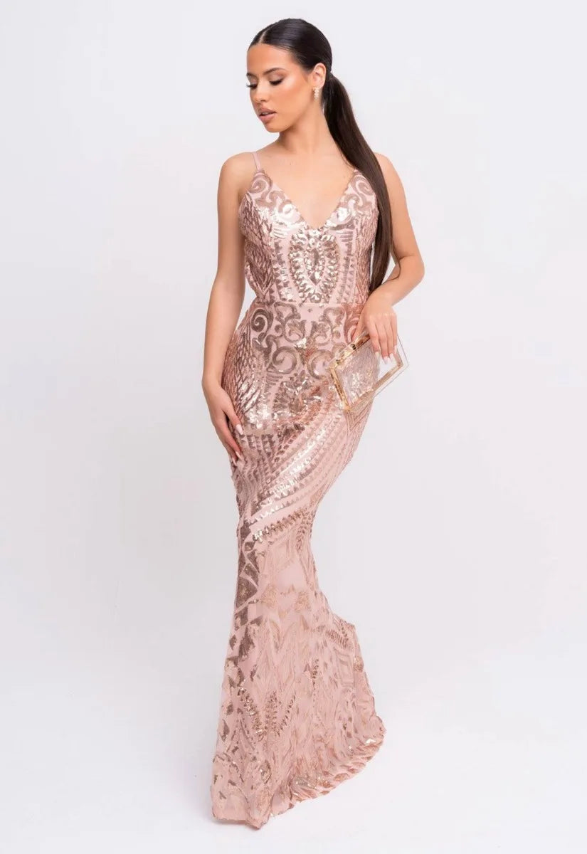 Nazz Collection Rose Gold Spotlight Maxi Dress