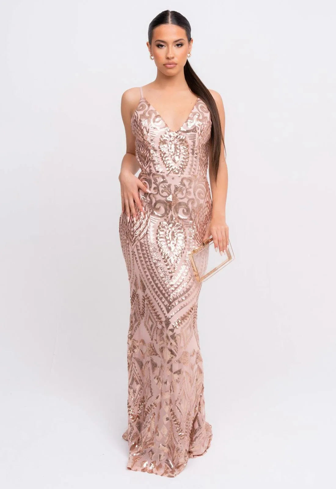 Nazz Collection Rose Gold Spotlight Maxi Dress-106727