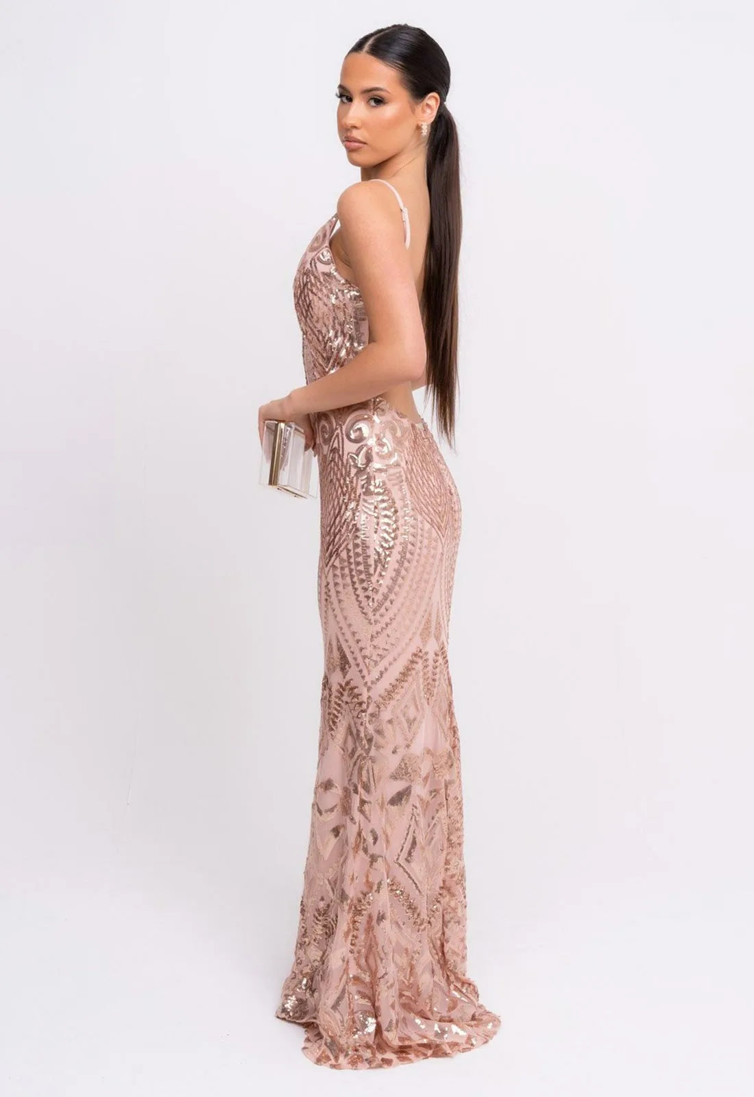 Nazz Collection Rose Gold Spotlight Maxi Dress-106728