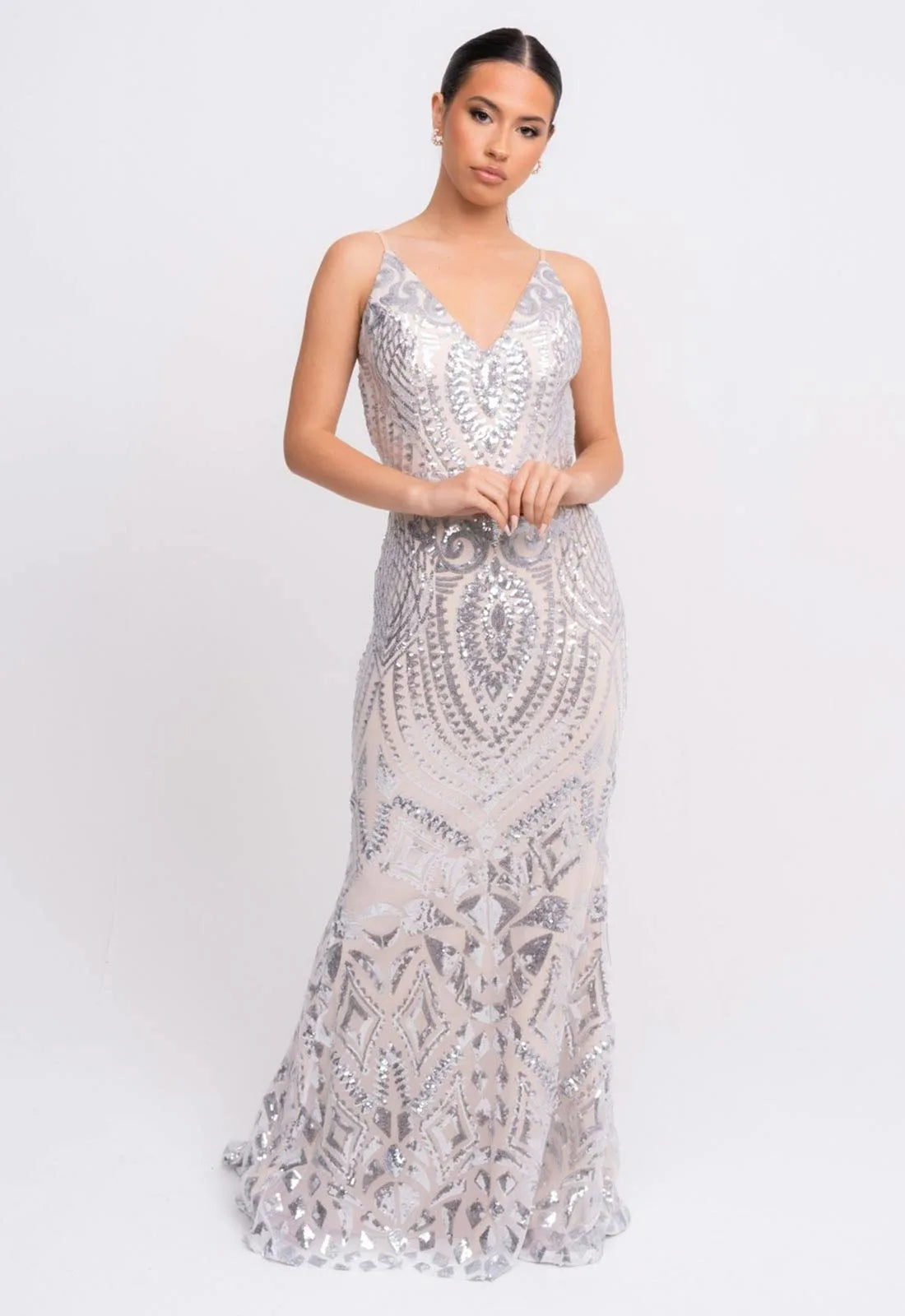 Nazz Collection Silver Spotlight Maxi Dress-106738