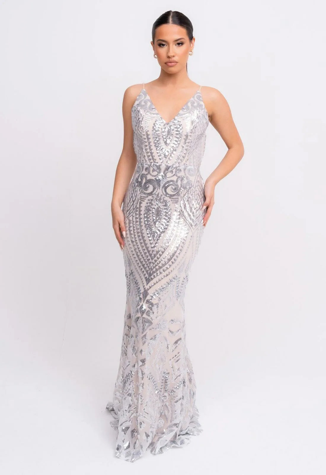Nazz Collection Silver Spotlight Maxi Dress-106739