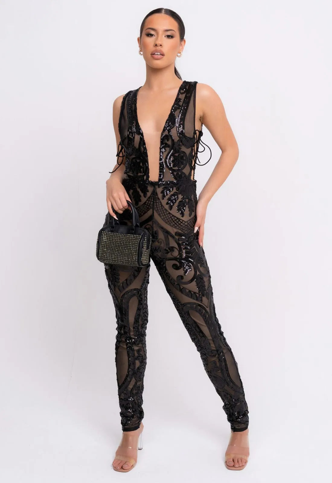 Nazz Collection Black Epic Sequin Jumpsuit-107106