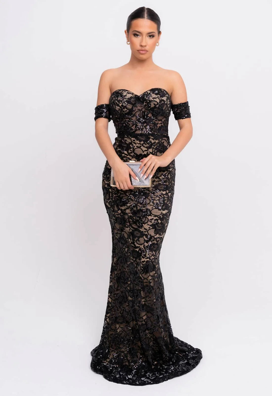 Nazz Collection Black Daydreamer Lace Maxi Dress-0